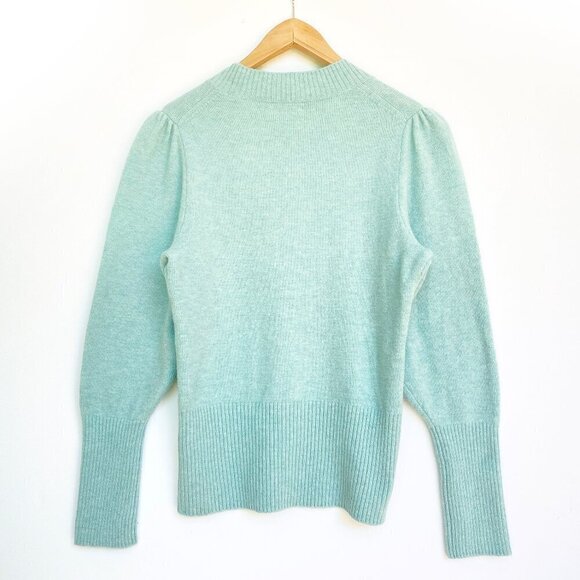 NWT J.Crew Supersoft Puff Sleeve Crewneck Sweater XS Mint Green Merino Alpaca - Picture 4 of 8